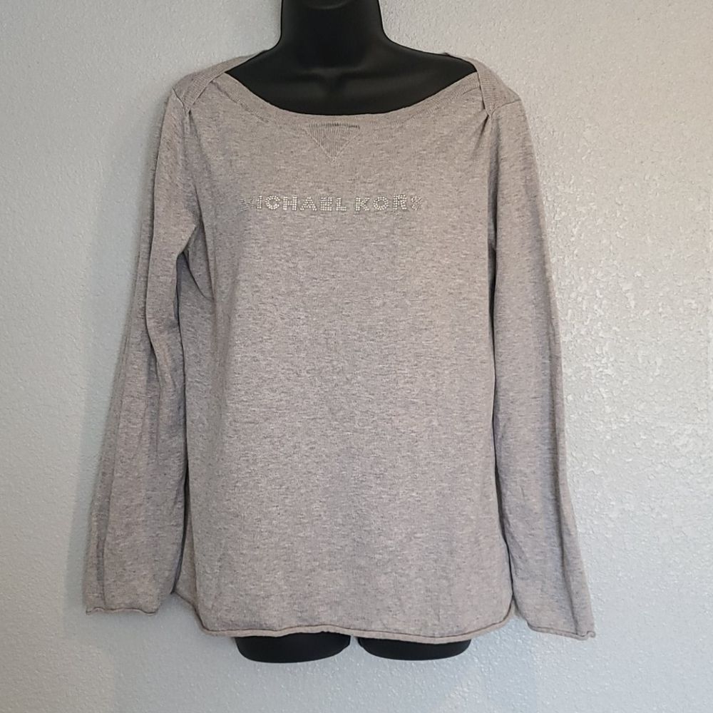 Michael Kors Heather Gray Raw Edge Sweatsh…